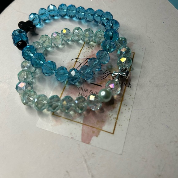 Aqua Crystal Cross Bracelet - Picture 3 of 3